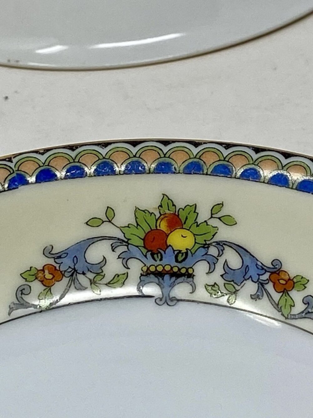 Antique Noritake Sorrento Berry Dessert Bowls Blue Scrolls Fruit Gold Set Of 6